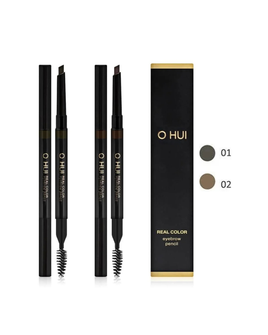 O HUI Real Color Eyebrow Pencil No. 01 and 02